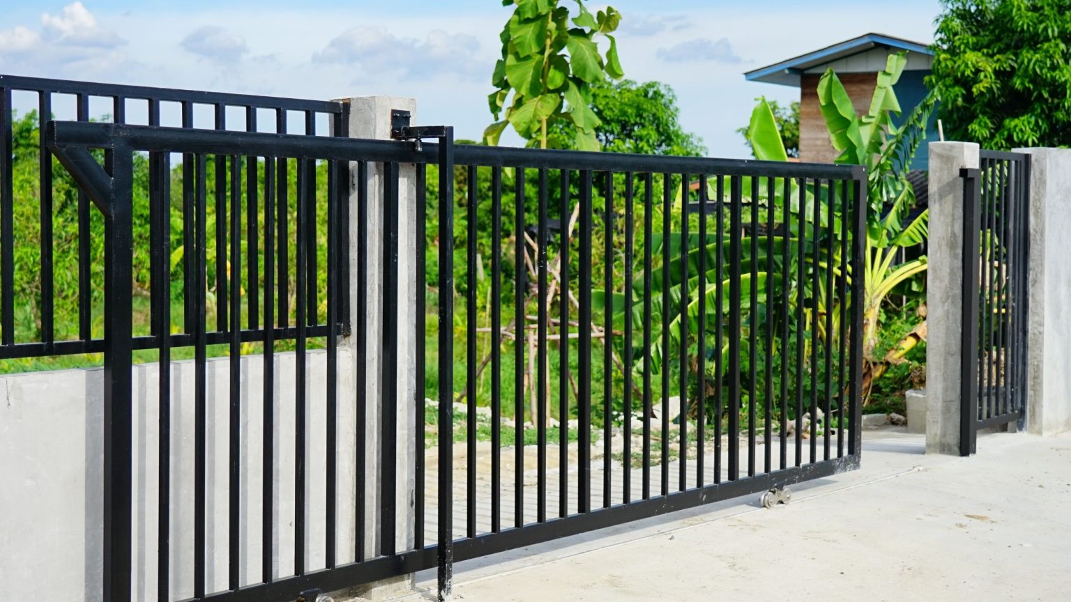 Automatic sliding driveway gate installed at a Montgomery County home